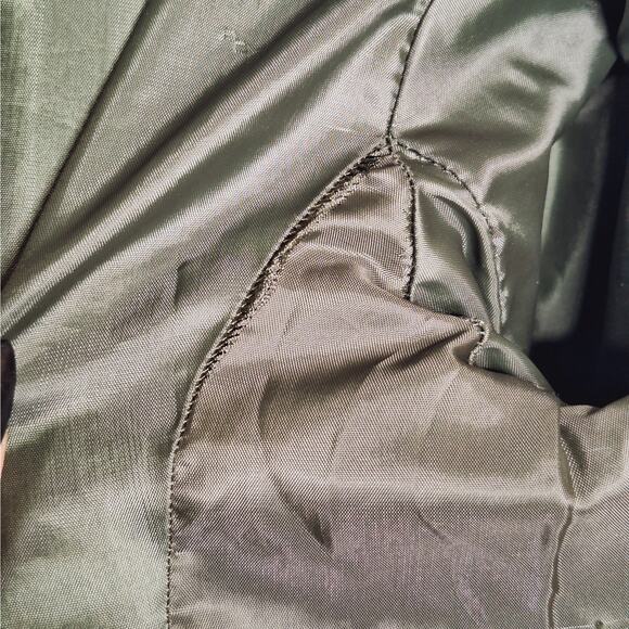 VTG 90s Express Tailleur Compagnie Cropped Blazer Jacket S Bottle Green Fleece - Picture 9 of 11